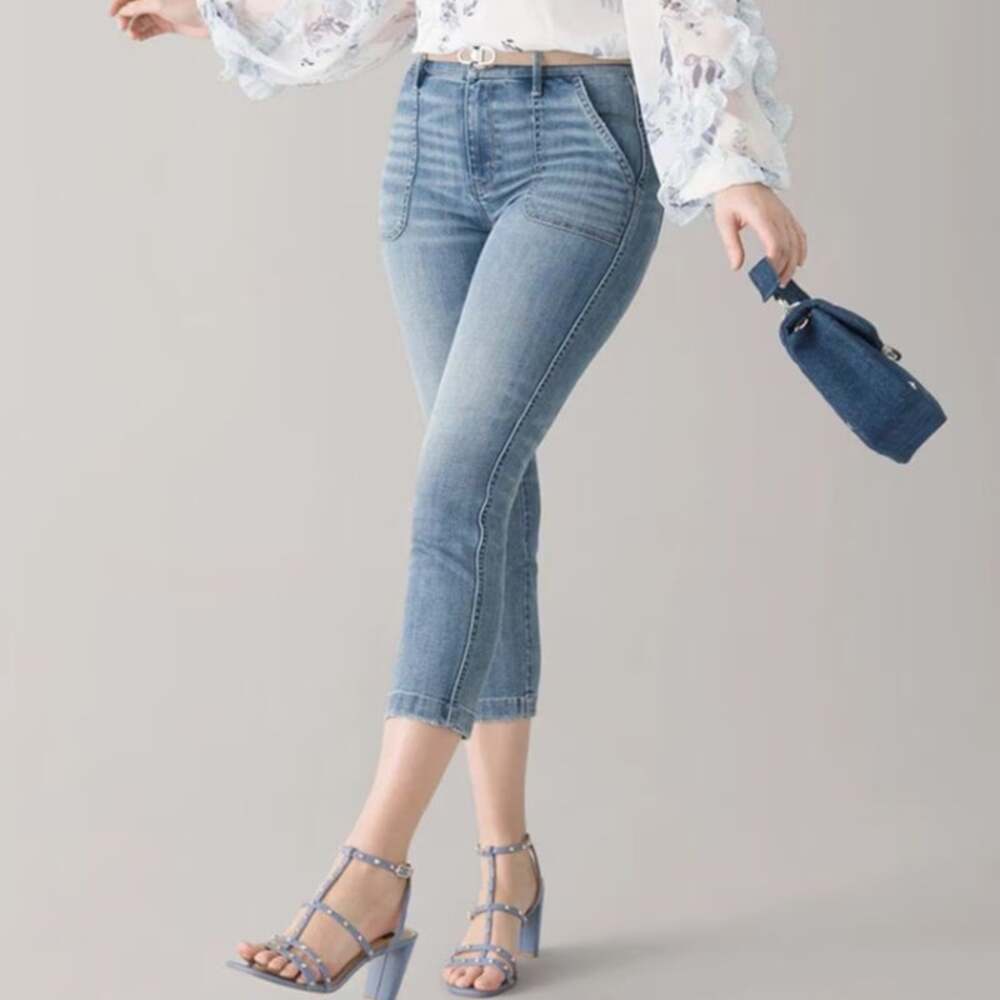 White House Black Market Everyday Soft High-rise Straight Crop Jeans Size 10